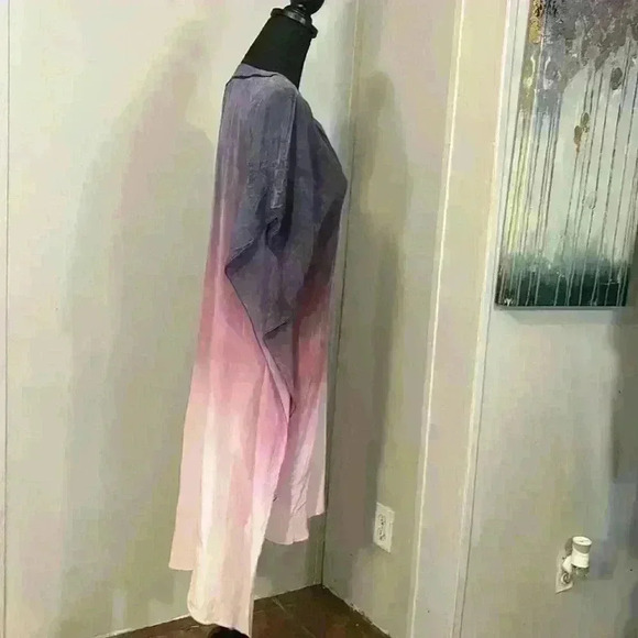 Anthropologie TRYB 100% Silk Dress XS Purple Ombré Color-way Oversized - Picture 3 of 10